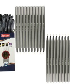 SAINO Trio Ballpoint Pens, BLACK, Fine Point (0.7mm), Pack of 20