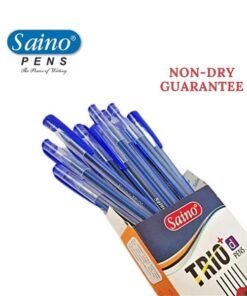 Saino Trio Plus Use & Throw Ball Pen Blue Colour (Pack Of 20)